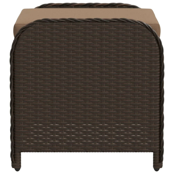 Garden Stool with Cushion Brown 58x46x46 Cm Poly Rattan
