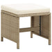 Garden Stools 4 Pcs with Cushions Poly Rattan Beige Toliik