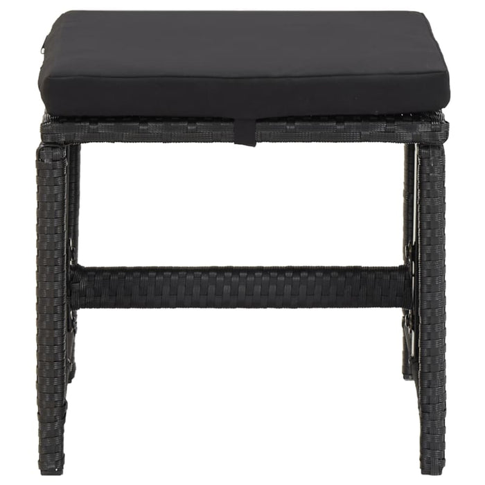 Garden Stools 4 Pcs with Cushions Poly Rattan Black Toliak