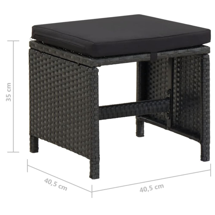 Garden Stools 4 Pcs with Cushions Poly Rattan Black Toliak