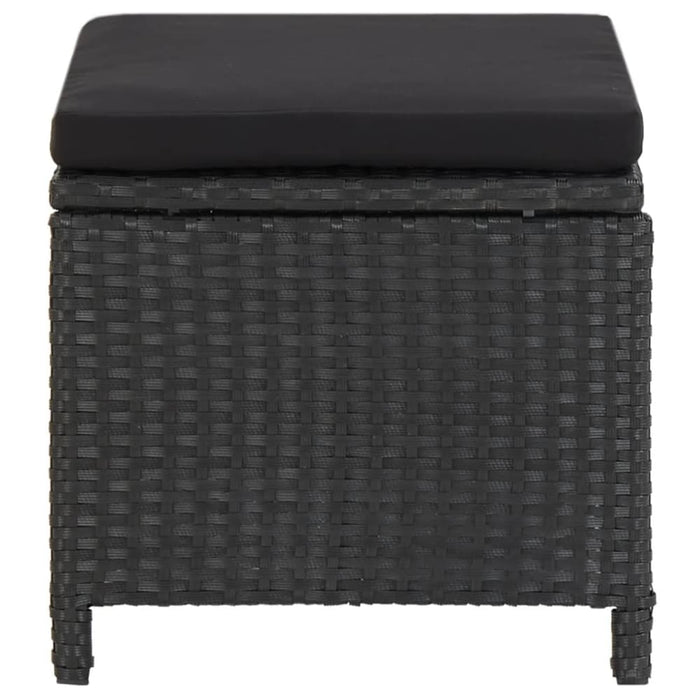 Garden Stools 4 Pcs with Cushions Poly Rattan Black Toliak