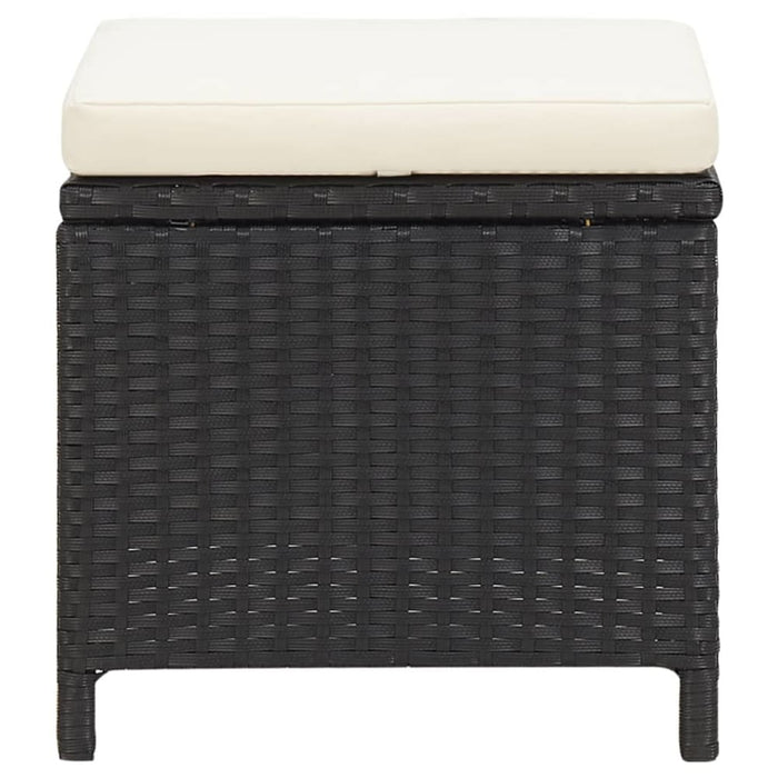 Garden Stools 4 Pcs with Cushions Poly Rattan Black Tolian