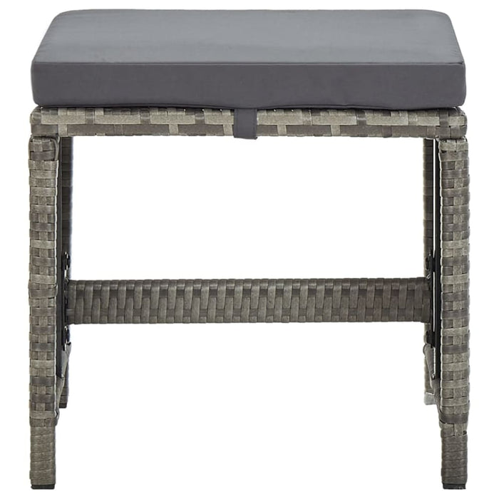 Garden Stools 4 Pcs with Cushions Poly Rattan Grey Tolipb