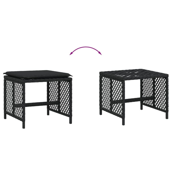 Garden Stools with Cushions 4 Pcs Black 41x41x36 Cm Poly