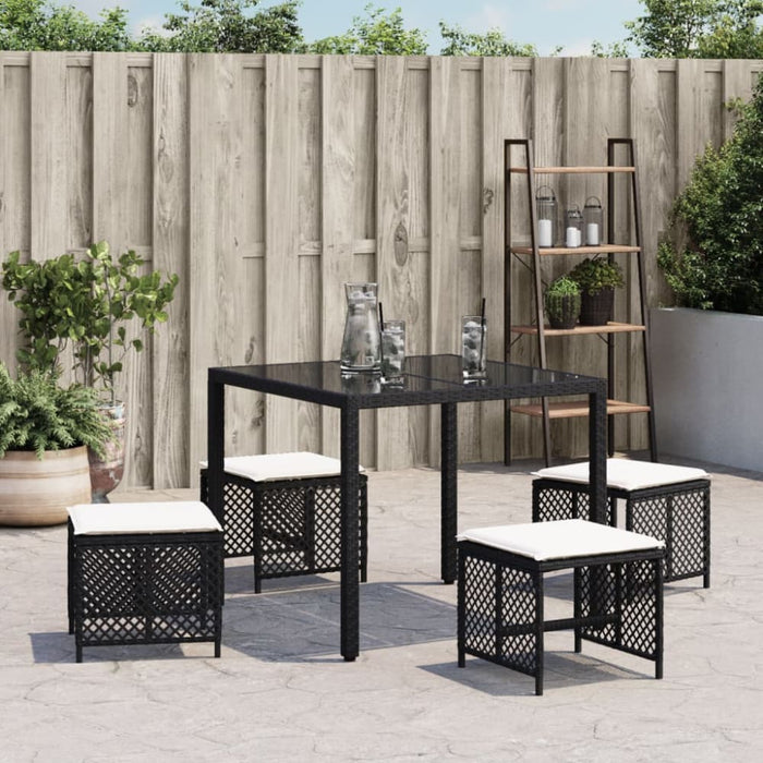 Garden Stools with Cushions 4 Pcs Black 41x41x36 Cm Poly