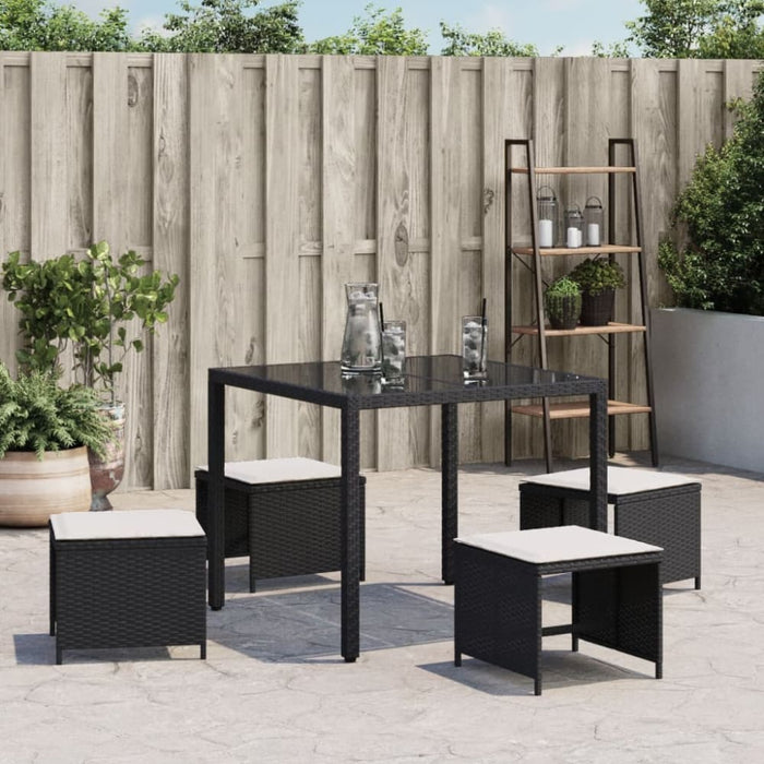 Garden Stools with Cushions 4 Pcs Black 41x41x36 Cm Poly