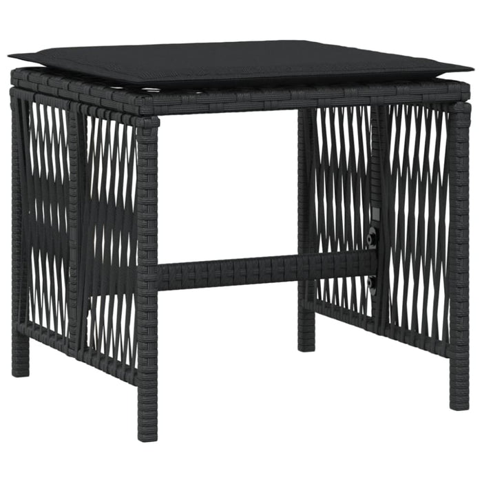 Garden Stools with Cushions 4 Pcs Black 41x41x36 Cm Poly