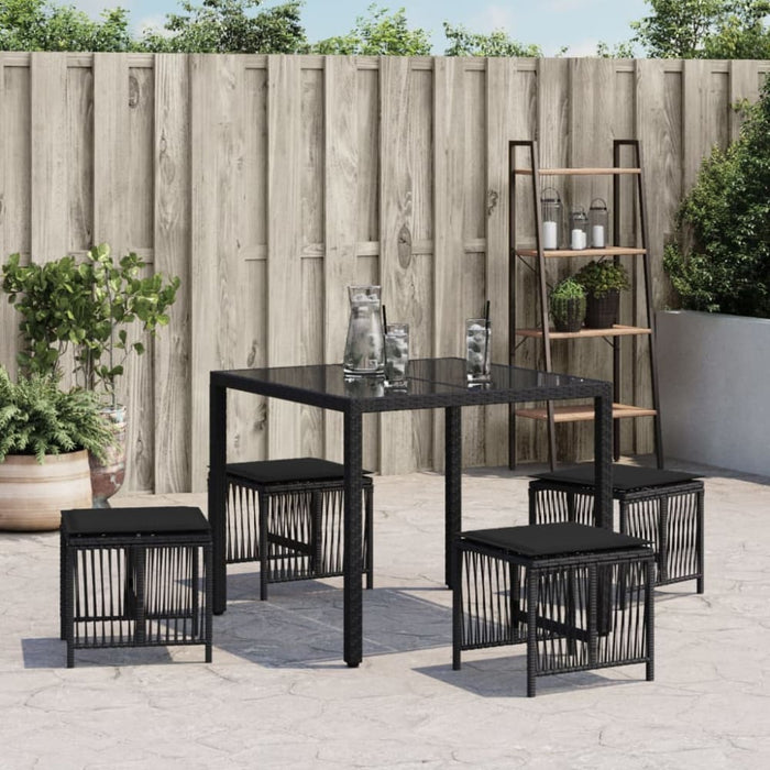 Garden Stools with Cushions 4 Pcs Black 41x41x36 Cm Poly