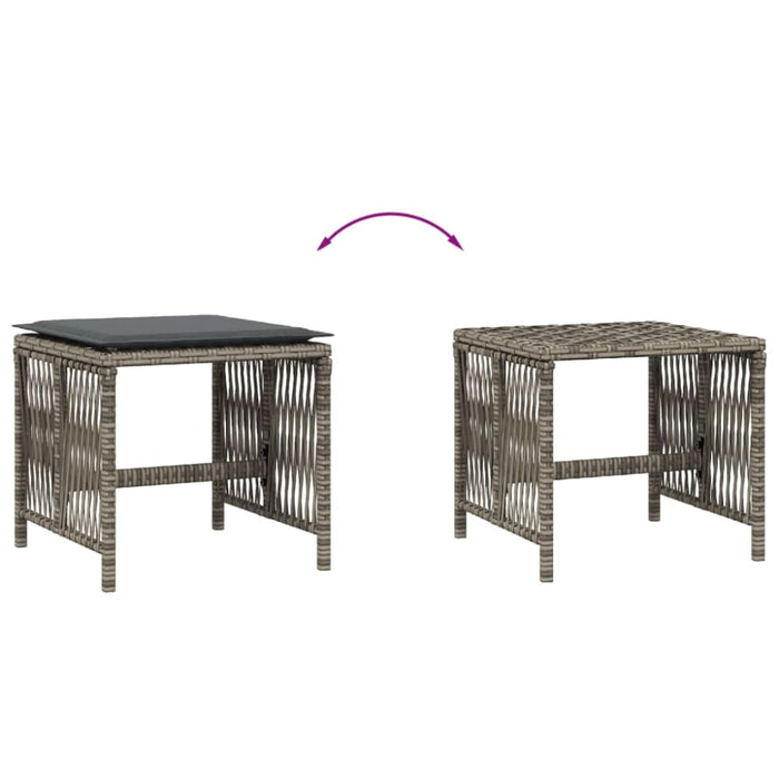 Garden Stools with Cushions 4 Pcs Grey 41x41x36 Cm Poly