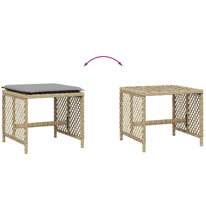 Garden Stools with Cushions 4 Pcs Mix Beige 41x41x36 Cm