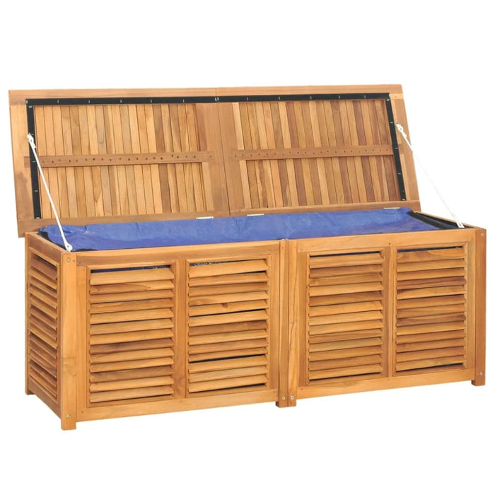 Garden Storage Box with Bag 150x50x53 Cm Solid Wood Teak