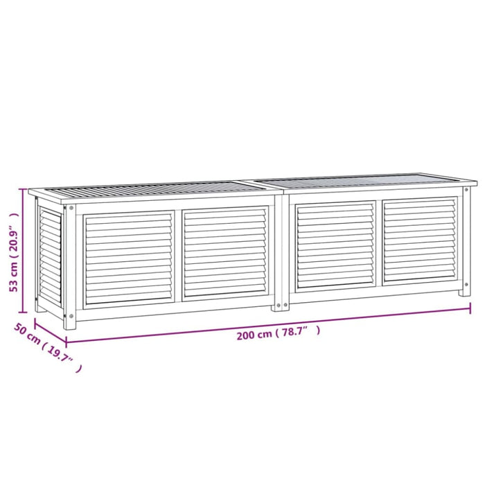 Garden Storage Box with Bag 200x50x53 Cm Solid Wood Teak