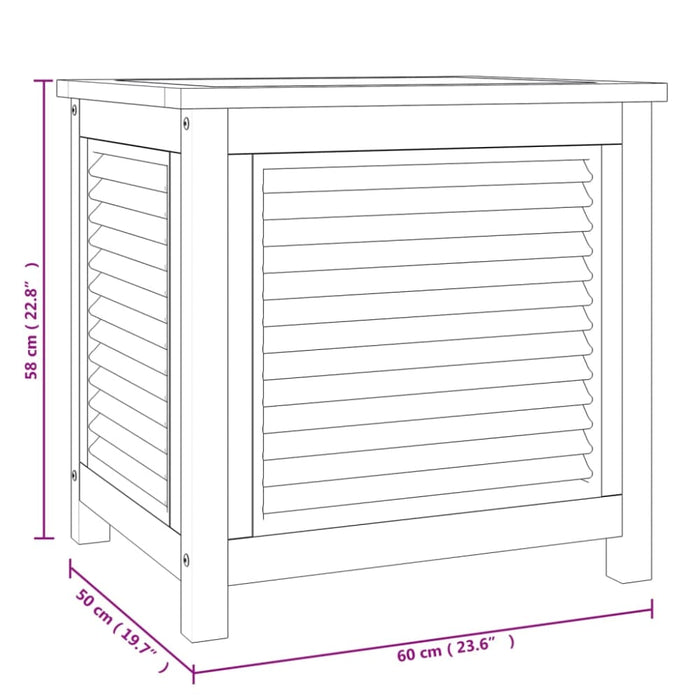 Garden Storage Box with Bag 60x50x58 Cm Solid Wood Teak