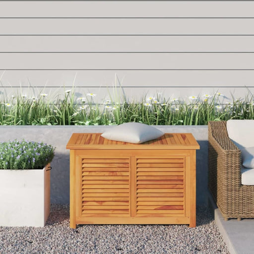Garden Storage Box with Bag 90x50x58 Cm Solid Wood Teak