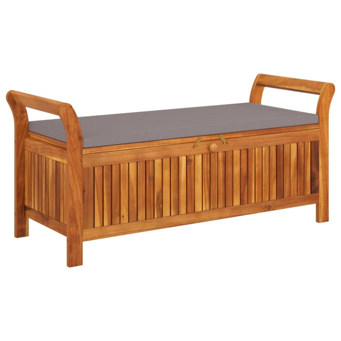 Garden Storage Bench with Cushion 126 Cm Solid Wood Acacia