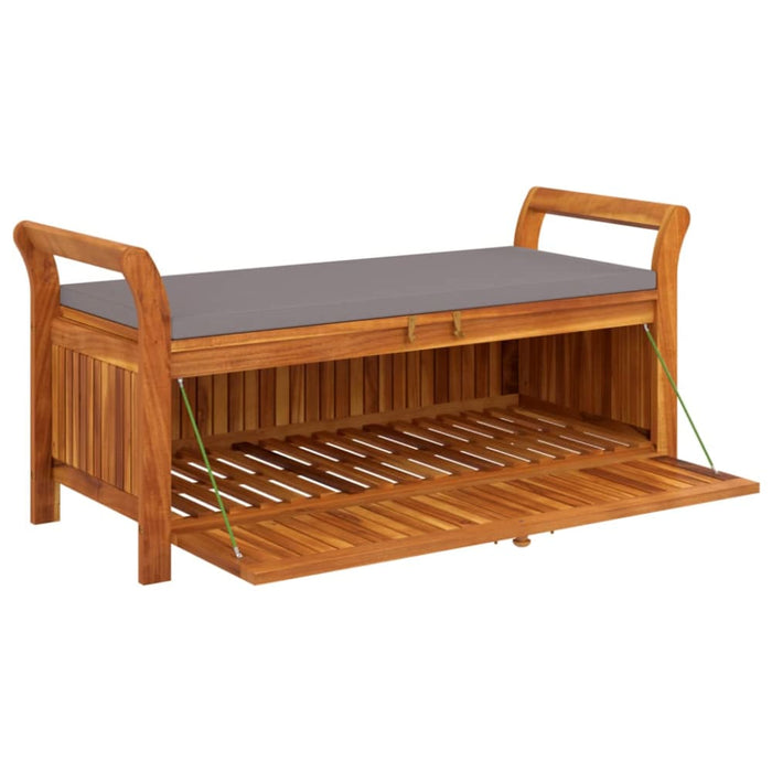 Garden Storage Bench with Cushion 126 Cm Solid Wood Acacia