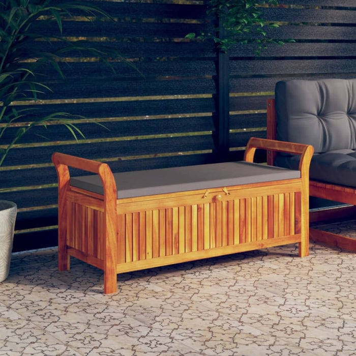 Garden Storage Bench with Cushion 126 Cm Solid Wood Acacia