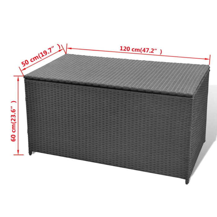 Garden Storage Box Black 120x50x60 Cm Poly Rattan Axakn