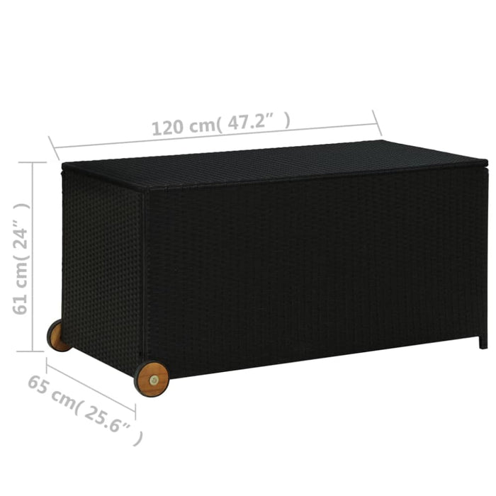 Garden Storage Box Black 120x65x61 Cm Poly Rattan Tobbnk
