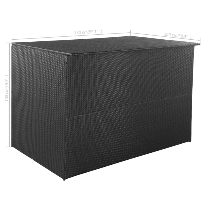 Garden Storage Box Black 150x100x100 Cm Poly Rattan Aaxap