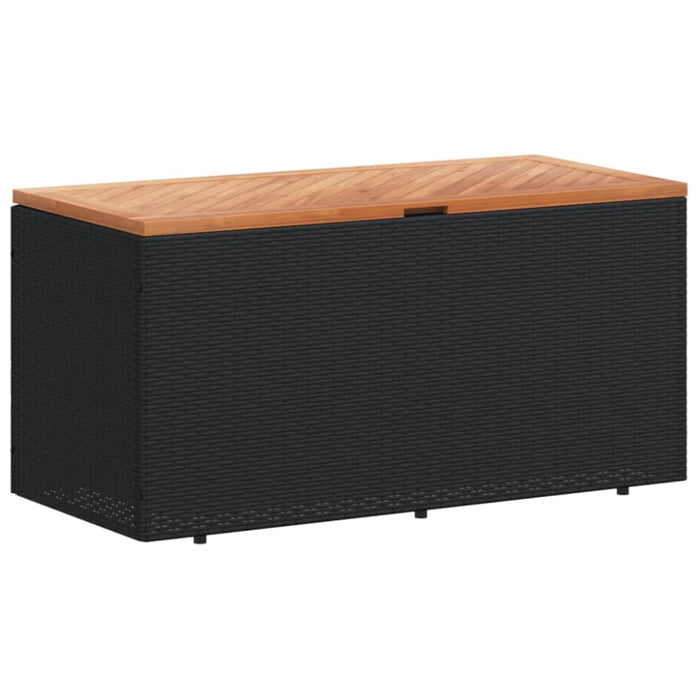 Garden Storage Box Black 110x50x54 Cm Poly Rattan Acacia