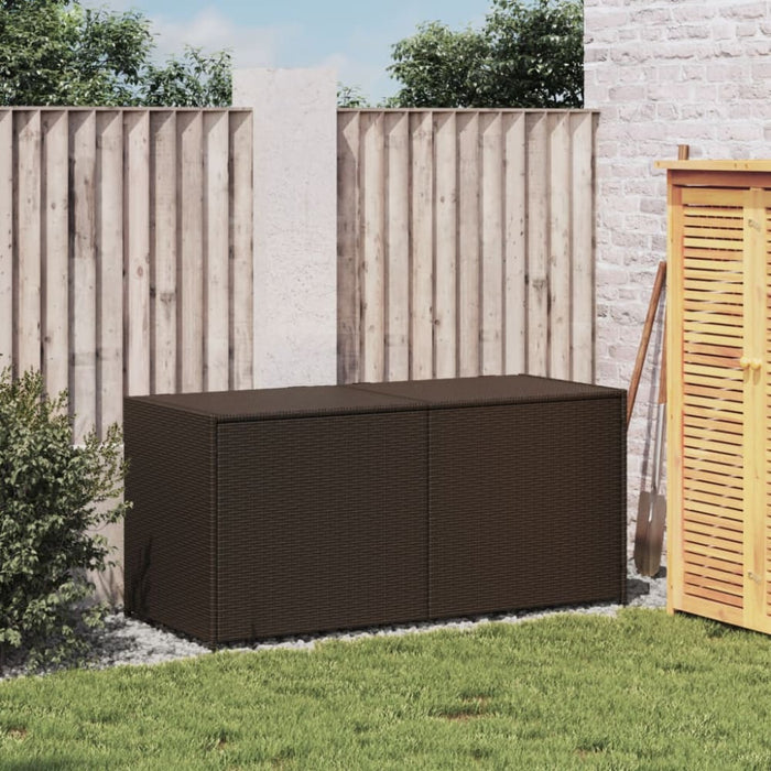 Garden Storage Box Brown 283l Poly Rattan Tlptot
