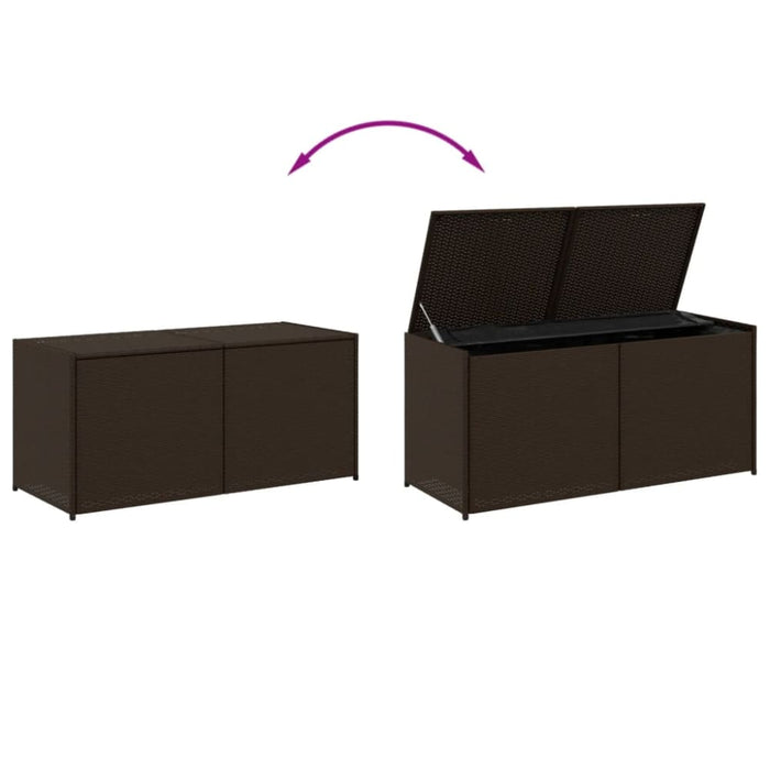 Garden Storage Box Brown 283l Poly Rattan Tlptot