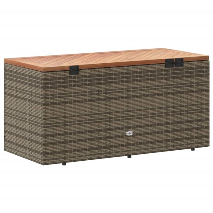 Garden Storage Box Grey 110x50x54 Cm Poly Rattan Acacia