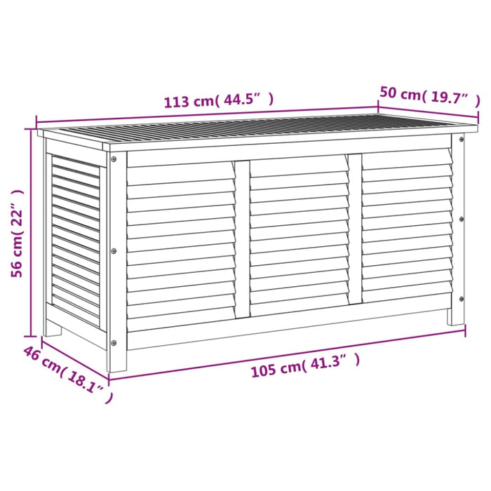 Garden Storage Box with Louver 113x50x56 Cm Solid Wood