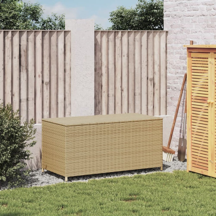 Garden Storage Box Mix Beige 190l Poly Rattan Tlptxt