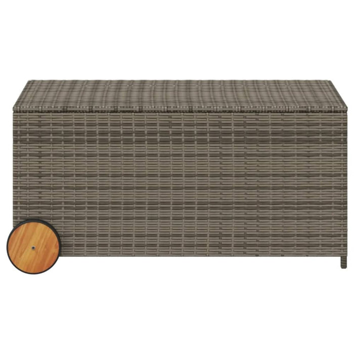 Garden Storage Box with Wheels Grey 190l Poly Rattan Tlptxl