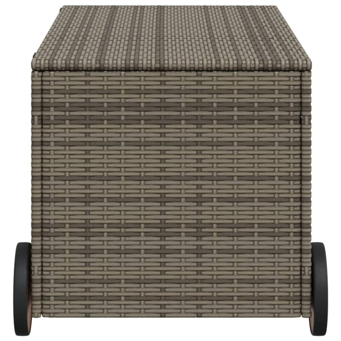 Garden Storage Box with Wheels Grey 190l Poly Rattan Tlptxl