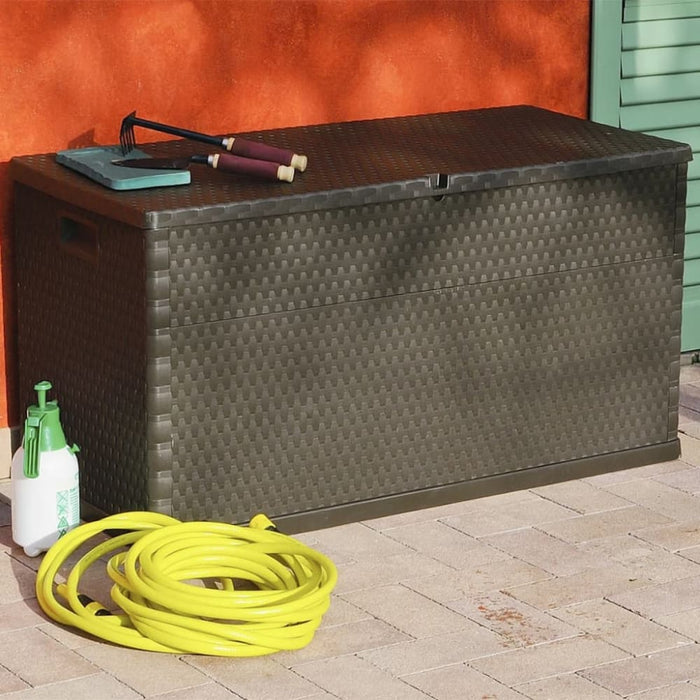 Garden Storage Box Brown 120x56x63 Cm Pp Rattan Atiob