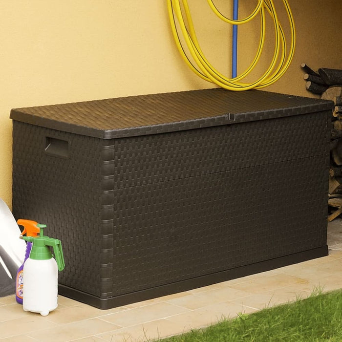 Garden Storage Box Brown 120x56x63 Cm Pp Rattan Atiob