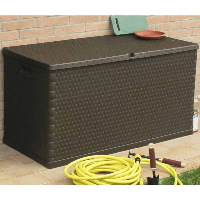 Garden Storage Box Brown 120x56x63 Cm Pp Rattan Atiob