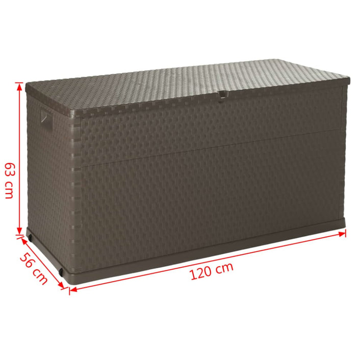 Garden Storage Box Brown 120x56x63 Cm Pp Rattan Atiob