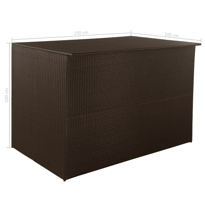 Garden Storage Box Brown 150x100x100 Cm Poly Rattan Aaxal