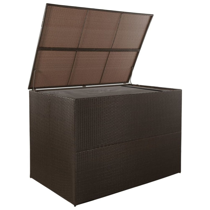 Garden Storage Box Brown 150x100x100 Cm Poly Rattan Aaxal