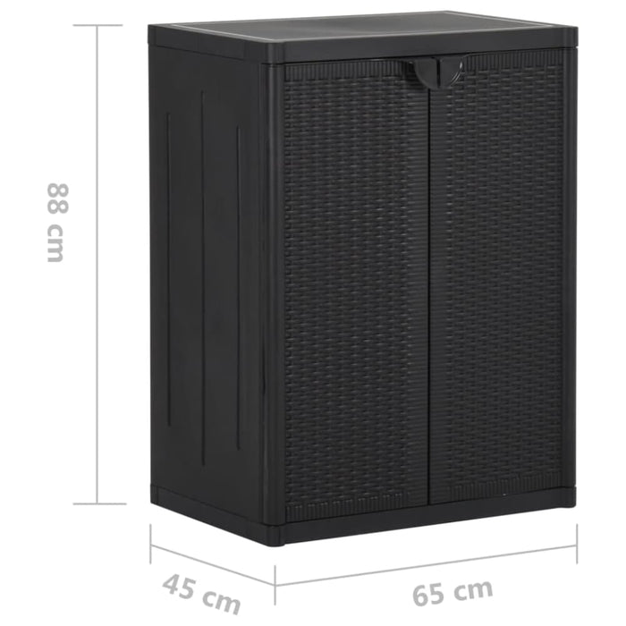 Garden Storage Cabinet Black 65x45x88 Cm Pp Rattan Opoxtl