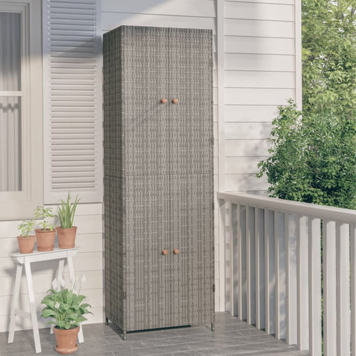 Garden Storage Cabinet Grey 59x40x180 Cm Poly Rattan Toknit