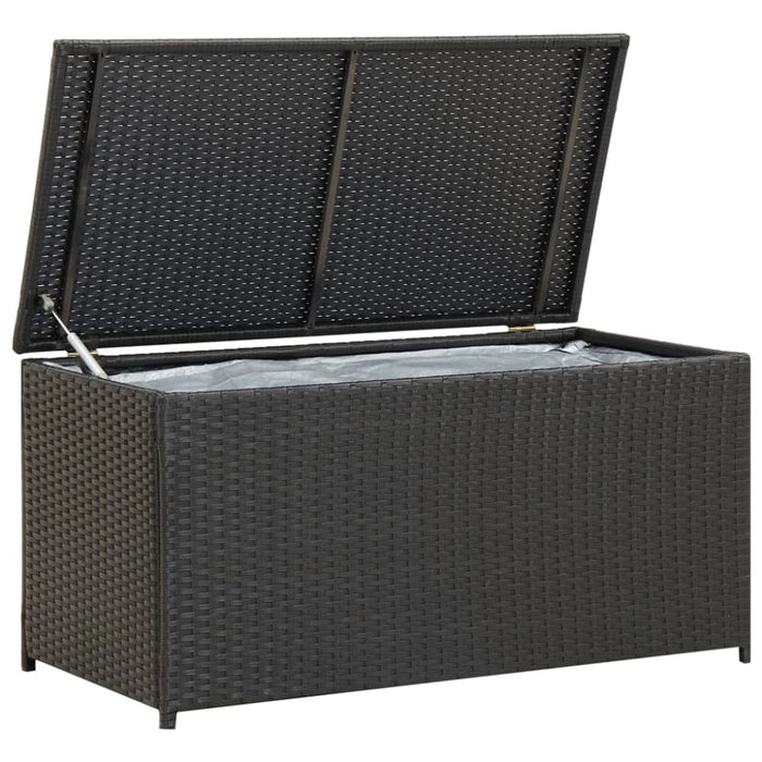 Garden Storage Box Poly Rattan 100x50x50 Cm Black Alaio