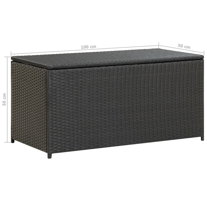 Garden Storage Box Poly Rattan 100x50x50 Cm Black Alaio