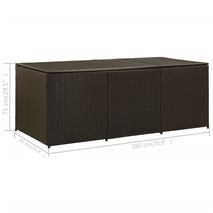 Garden Storage Box Poly Rattan 180x90x75 Cm Brown Alain