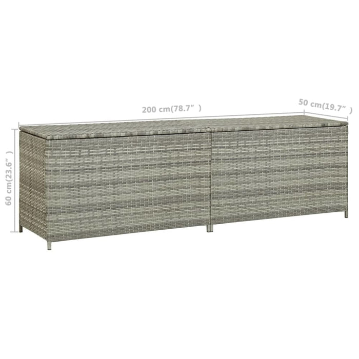 Garden Storage Box Poly Rattan 200x50x60 Cm Grey Alail