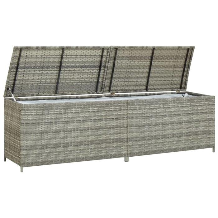 Garden Storage Box Poly Rattan 200x50x60 Cm Grey Alail