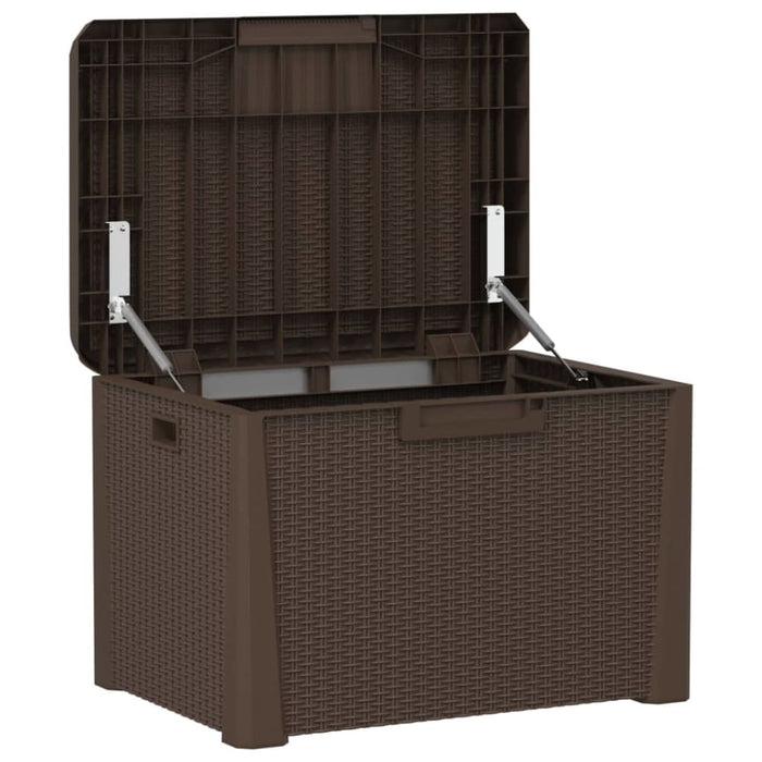 Garden Storage Box with Seat Cushion Brown 125 l Pp Tlaxox