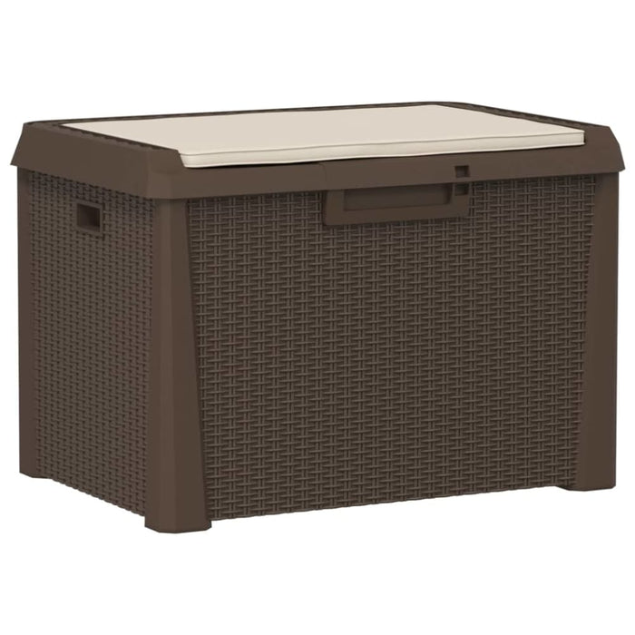 Garden Storage Box with Seat Cushion Brown 125 l Pp Tlaxox