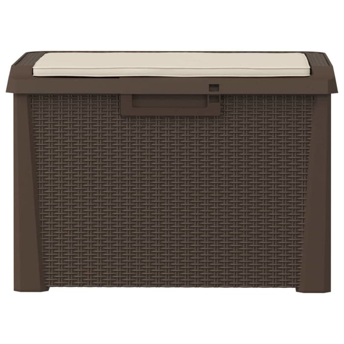 Garden Storage Box with Seat Cushion Brown 125 l Pp Tlaxox