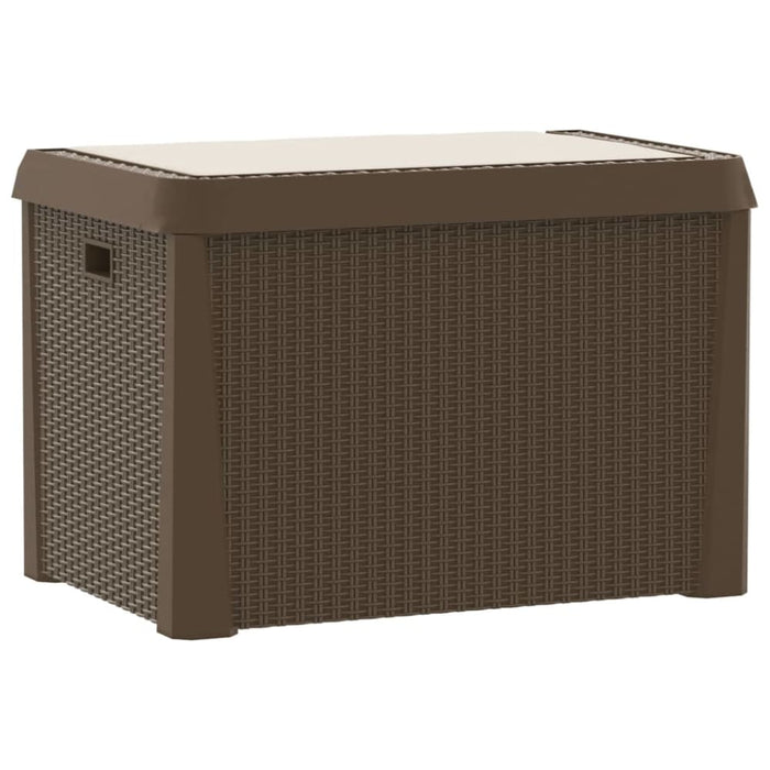 Garden Storage Box with Seat Cushion Brown 125 l Pp Tlaxox