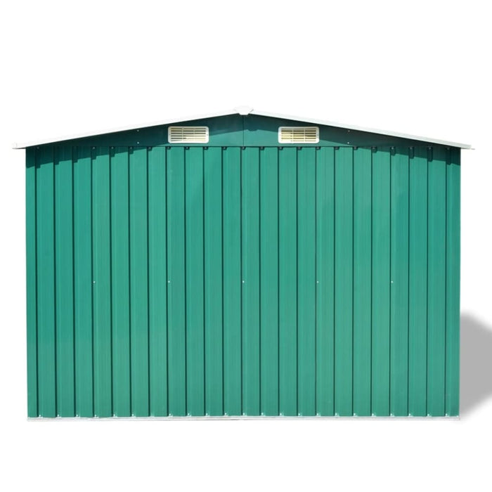 Garden Storage Shed Green Metal 257x205x178 Cm Axkob